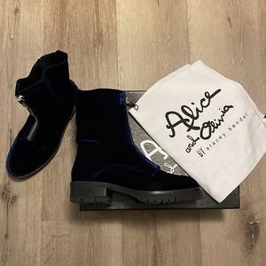 Alice + Olivia velvet combat boots